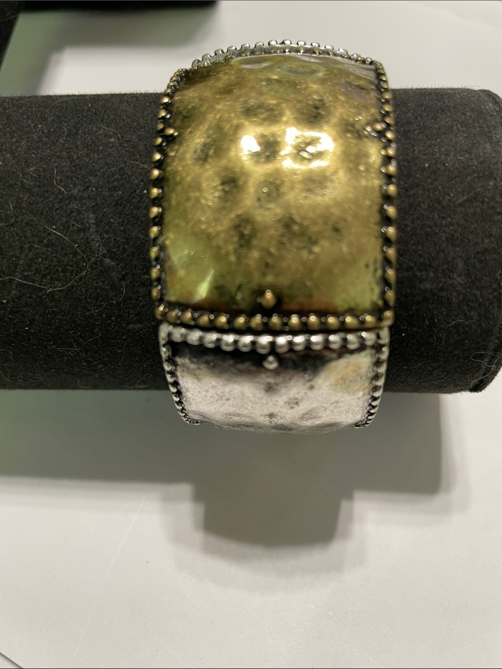 Vintage-Inspired Gold, Silver and Copper Wide Cuff Bracelet. 9/6/6/2
